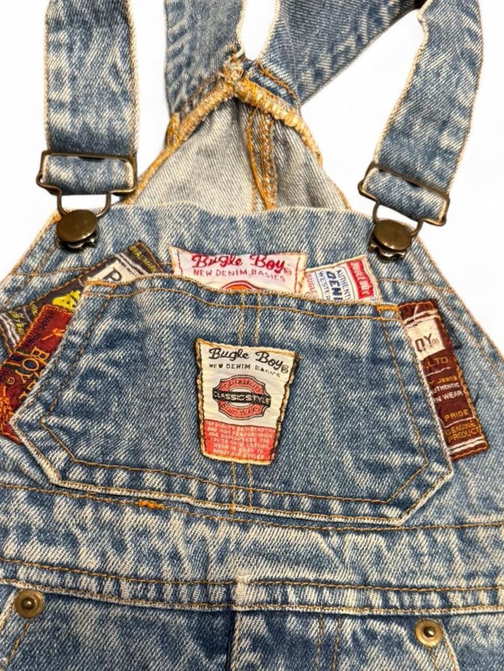 Vintage Bugle Boy Patched Denim Overalls